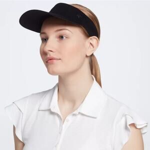 CALIA Women's One Size Black Ribbed Sport Golf Visor Hat Tennis Athletic F6-1